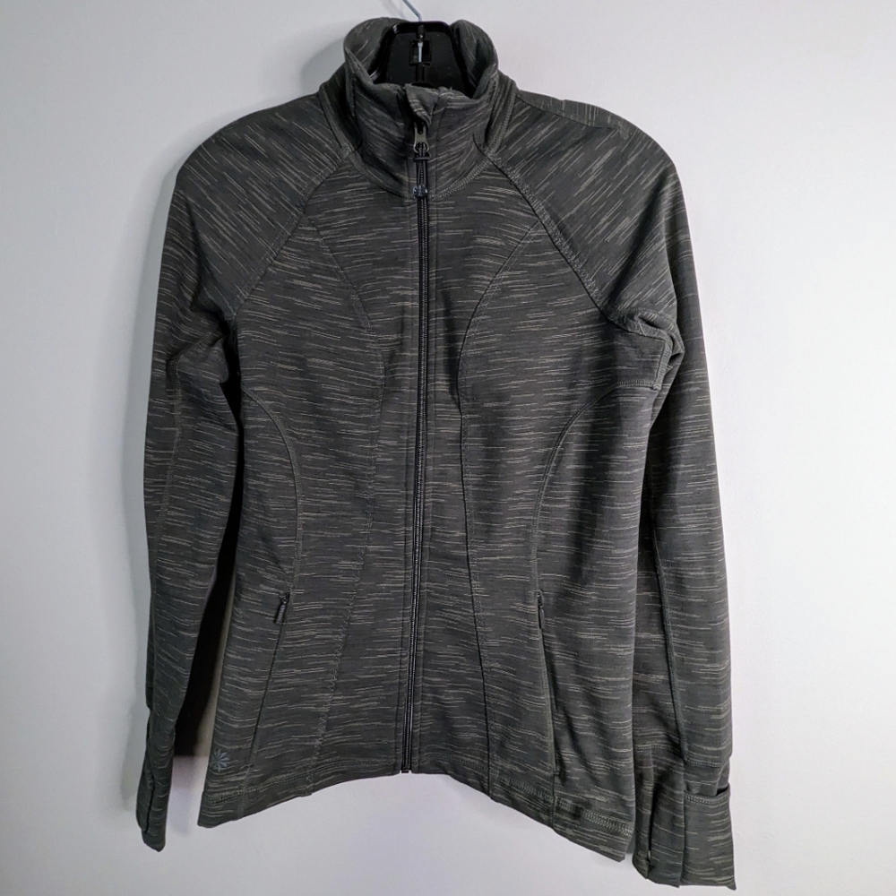 Athleta Striated Hope Full Zip Jacket Heather Olive Green Size Small EUC $149